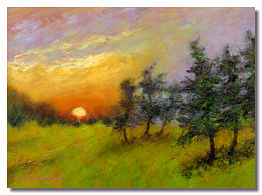 Luminous landscape. Luminous painting. Luminous oil on copper painting. Healing art. Hospital art. Healthcare art. Liron Sissman. Sunrise painting. Sunset painting. Seeing the Light. Art for sale. Giclee