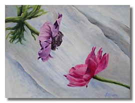 Flower painting, allure, Liron Sissman, Purple poppies, metaphorical nature