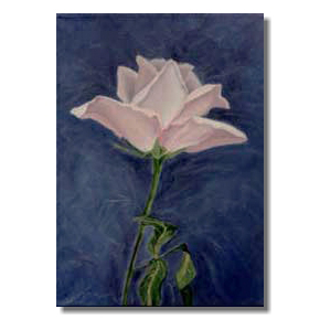 Pink rose flower oil painting, Liron Sissman, Aspiration, blue, pink, rose, metapho