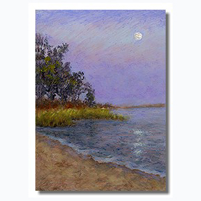 Healing art, hospital art, healthcare art, moonlight painting, liron sissman, oil on copper, giclee