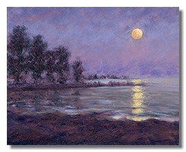 Healing art, nature art, moonlight, night painting, liron sissman