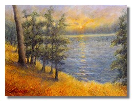 Healing art, nature art, art for healthcare, art for hospitals, landscape painting, sun rise, sun se